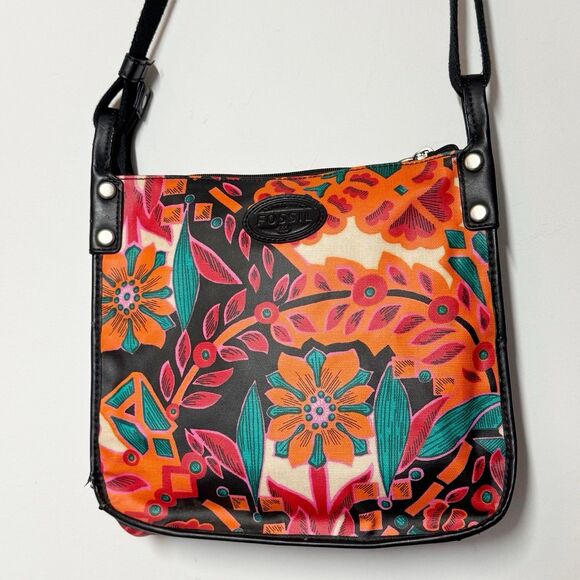 FOSSIL Key-Per Multicolor Floral Coated Canvas Crossbody Bag Colorful Spring - Picture 9 of 14